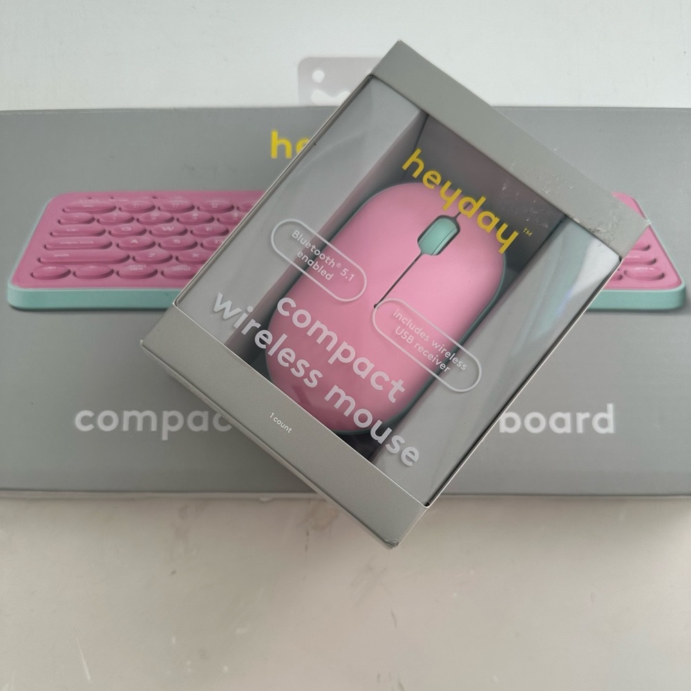 Heyday Pink and Green Wireless Mouse and Keyboard